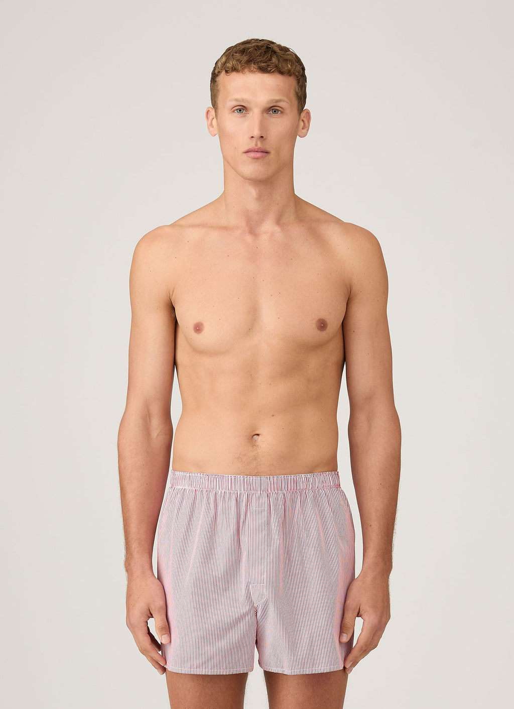 Men's Classic Boxer Short in White/Red Pinstripe