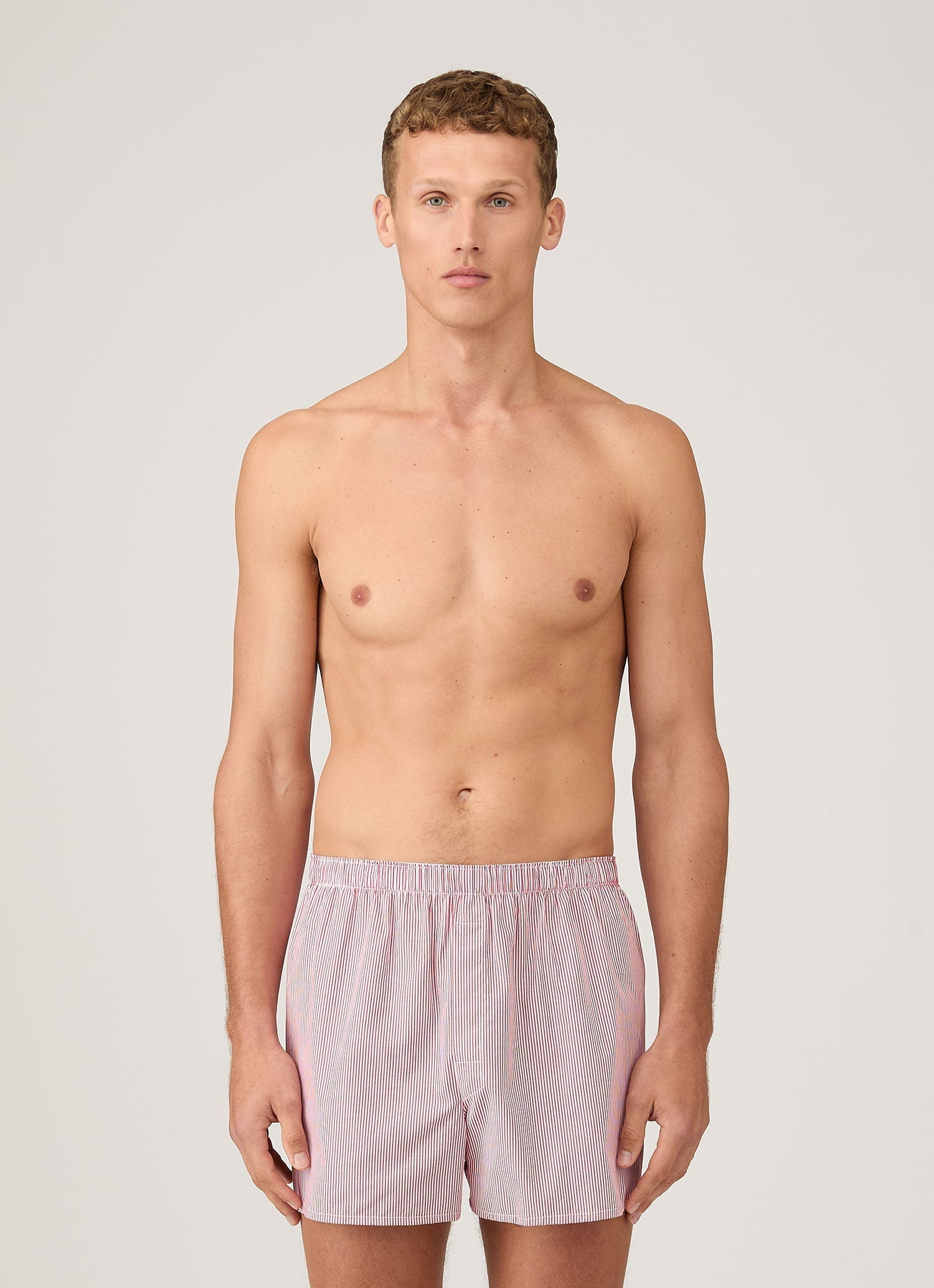 Men's Classic Boxer Short in White/Red Pinstripe