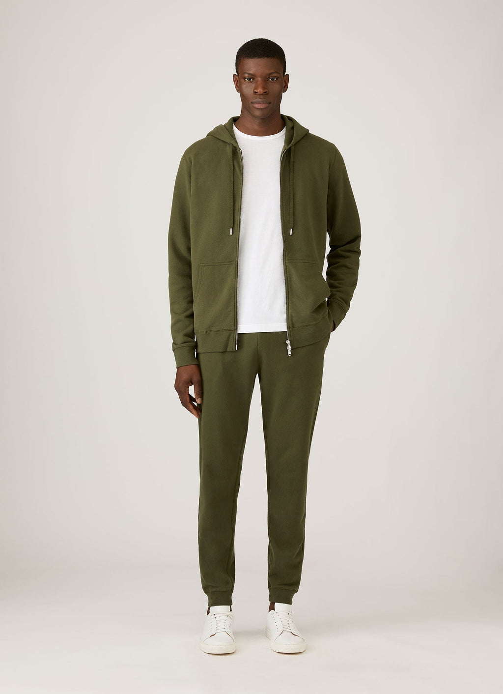 Men's Loopback Zip Hoodie in Deep Olive