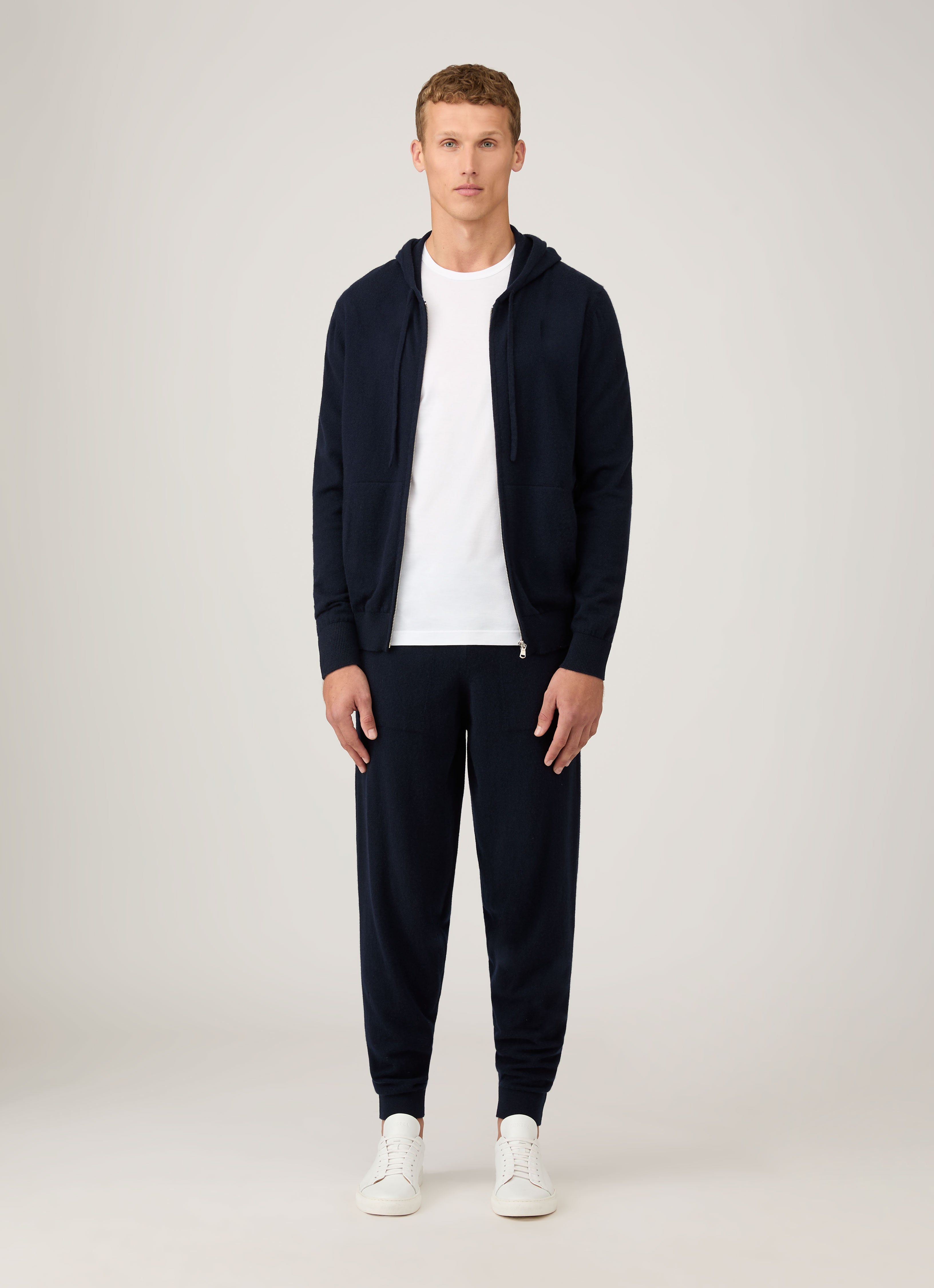 Men's Cashmere Hoodie in Navy