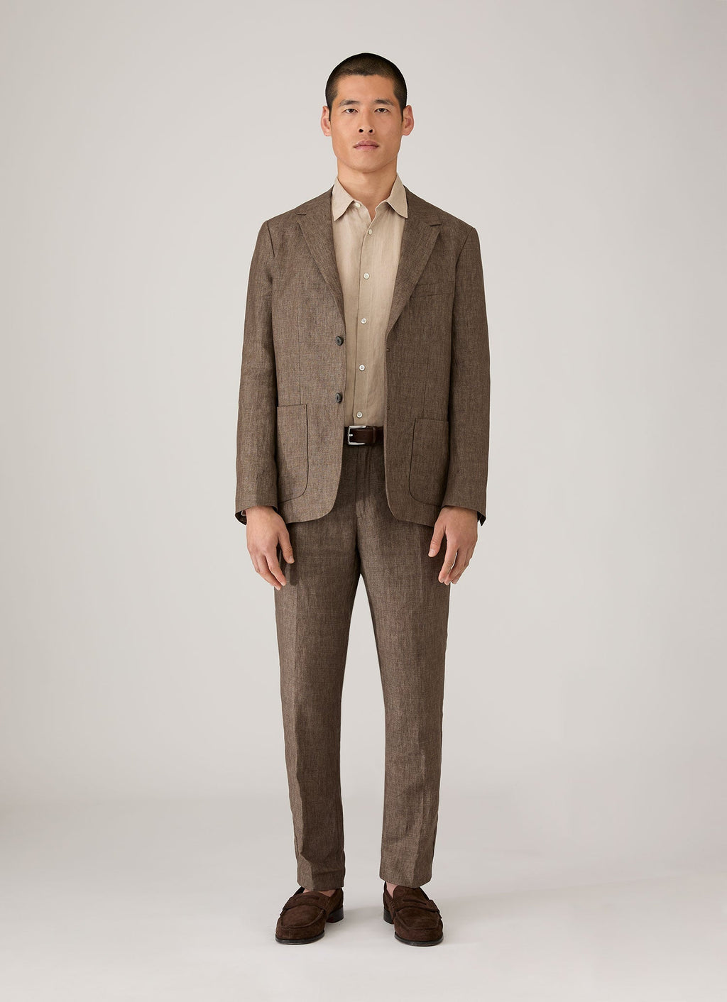 Men's Linen Two-Piece Suit in Dark Walnut