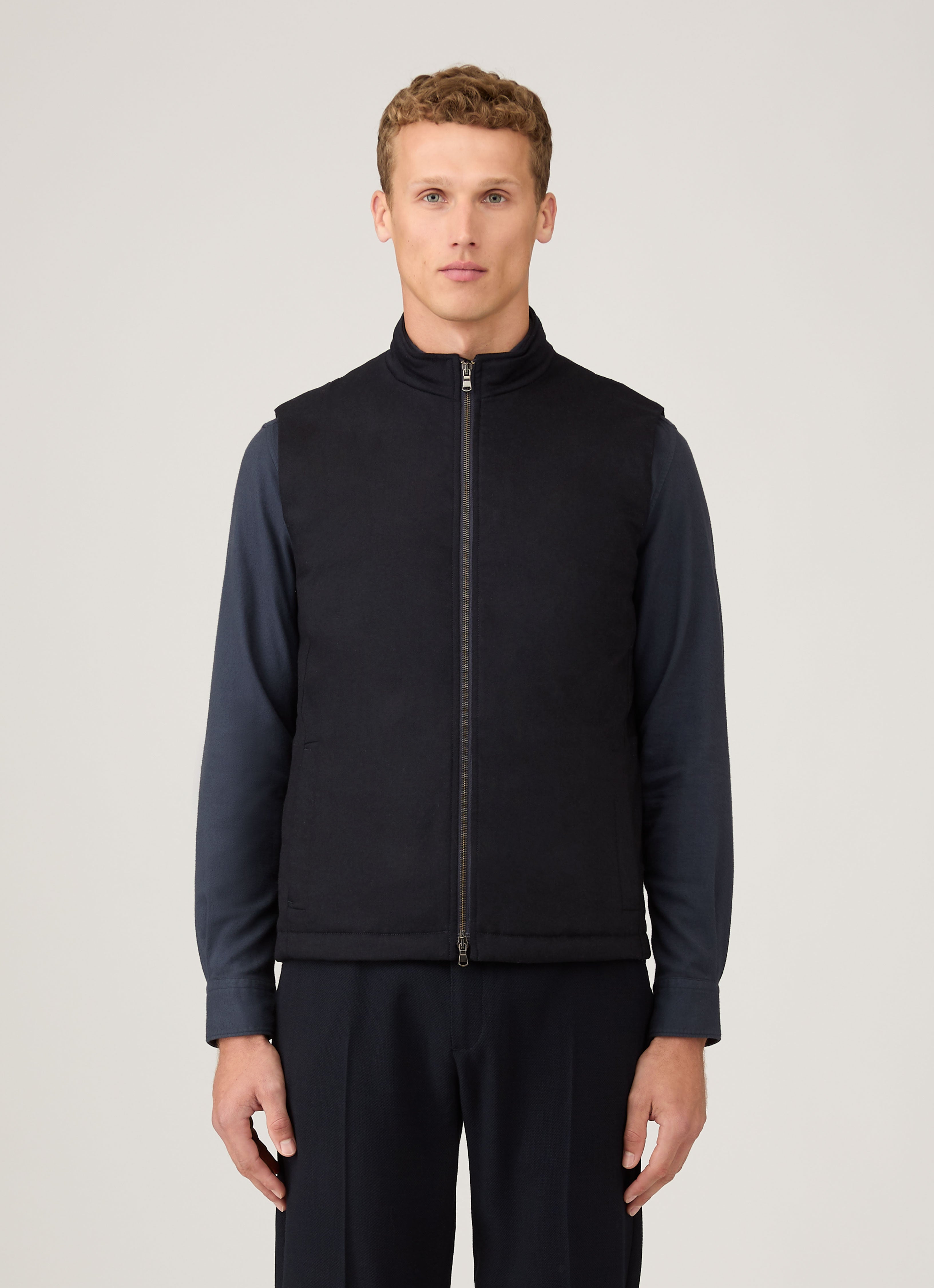 Men's Wool Cashmere Gilet in Navy