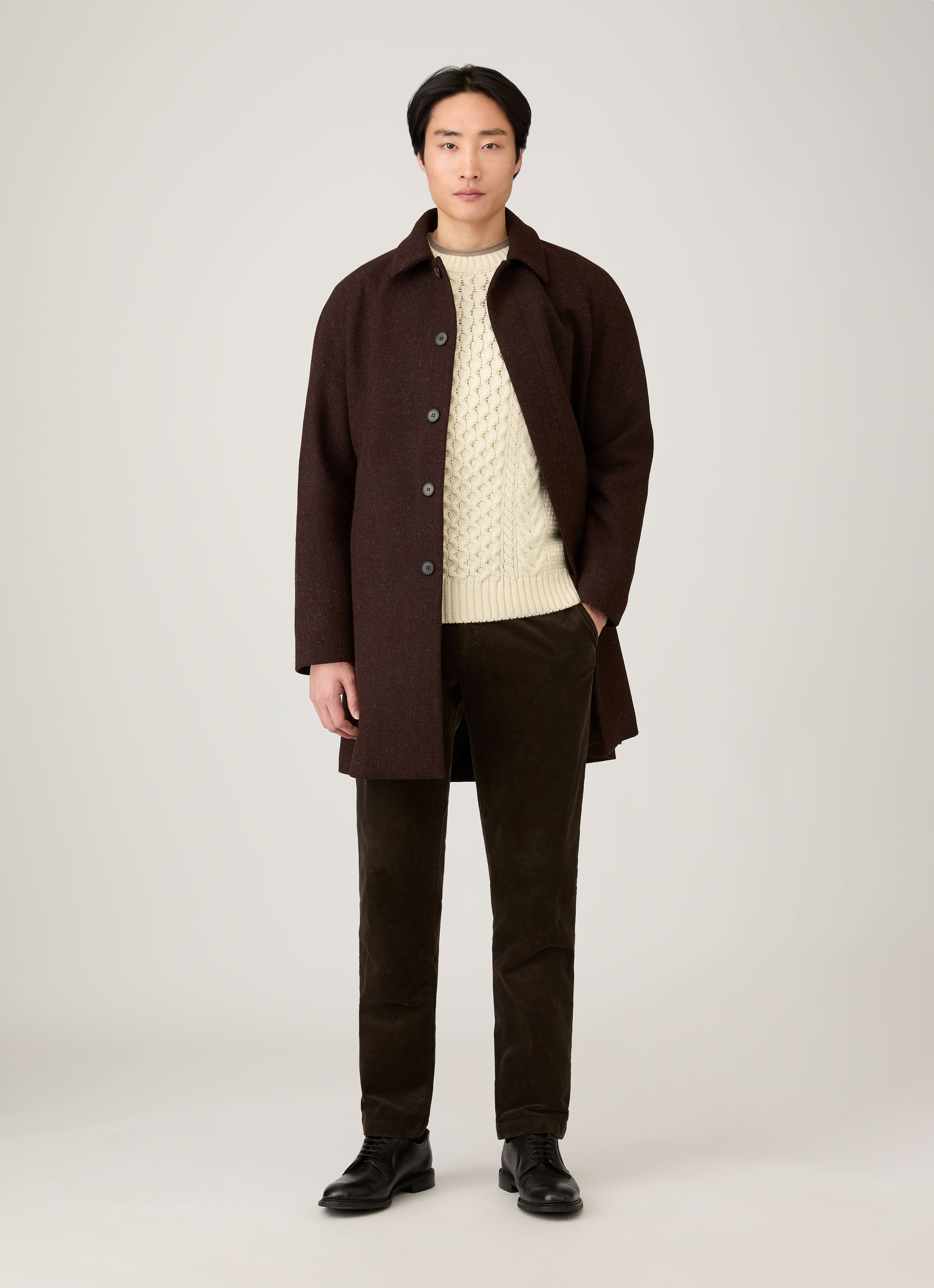 Men's Cable Knit Jumper in Ecru