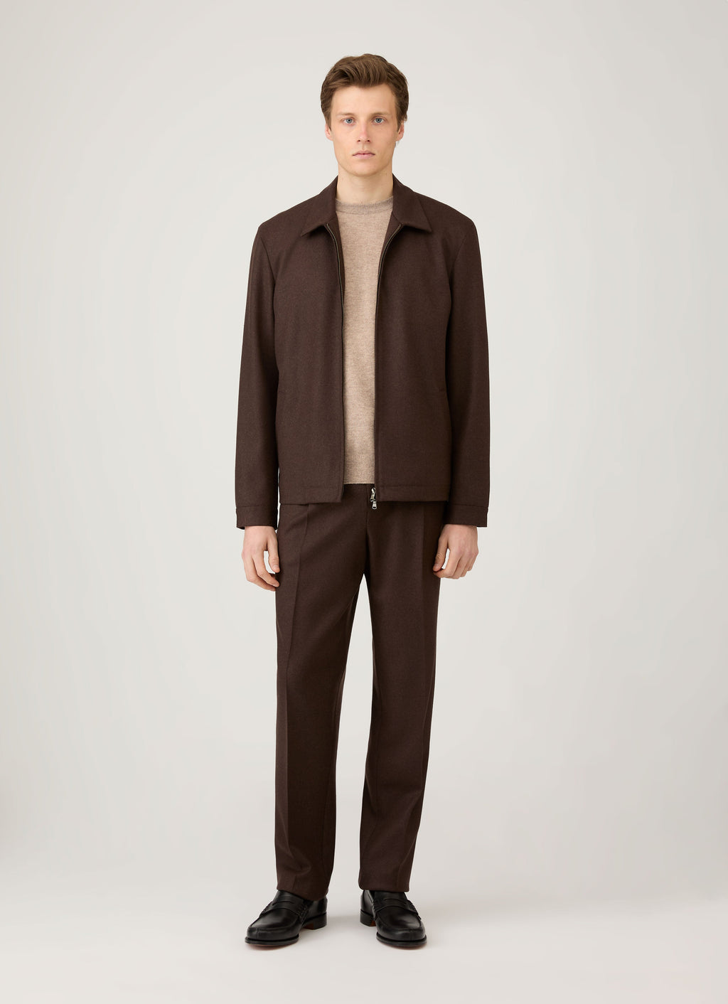 Men's Cashmere Crew Neck Jumper in Oatmeal Melange