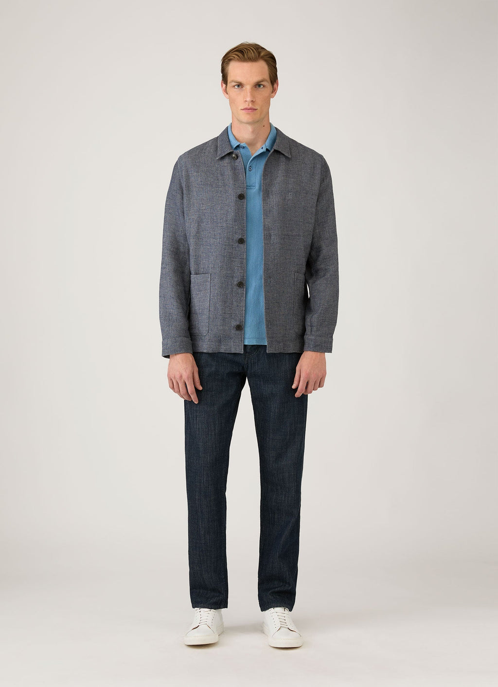 Men's Riviera Polo Shirt in Mid Indigo Wash