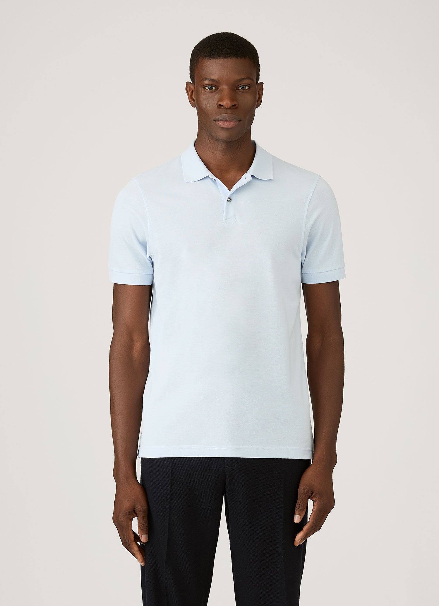 Men's Piqu¨¦ Polo Shirt in Pastel Blue