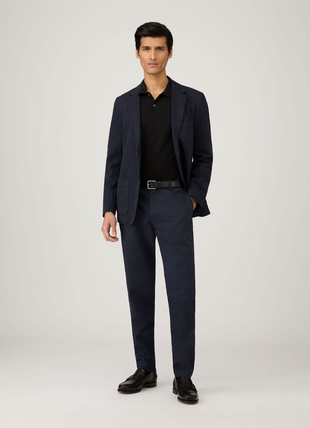 Men's Long Sleeve Piqu¨¦ Polo Shirt in Black