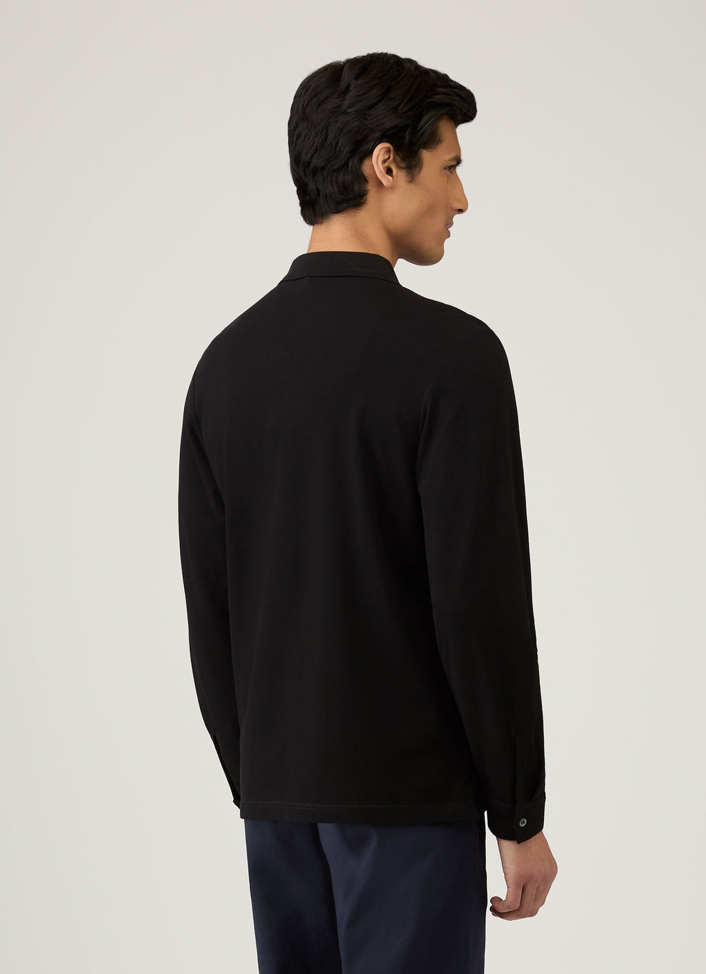 Men's Long Sleeve Piqu¨¦ Polo Shirt in Black
