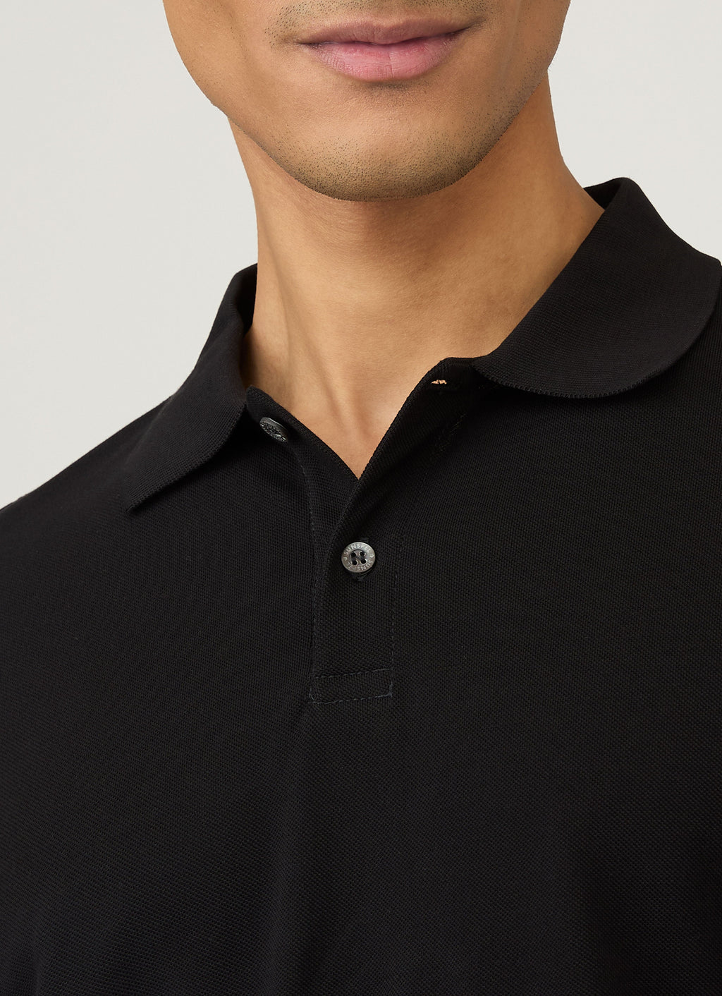 Men's Long Sleeve Piqu¨¦ Polo Shirt in Black