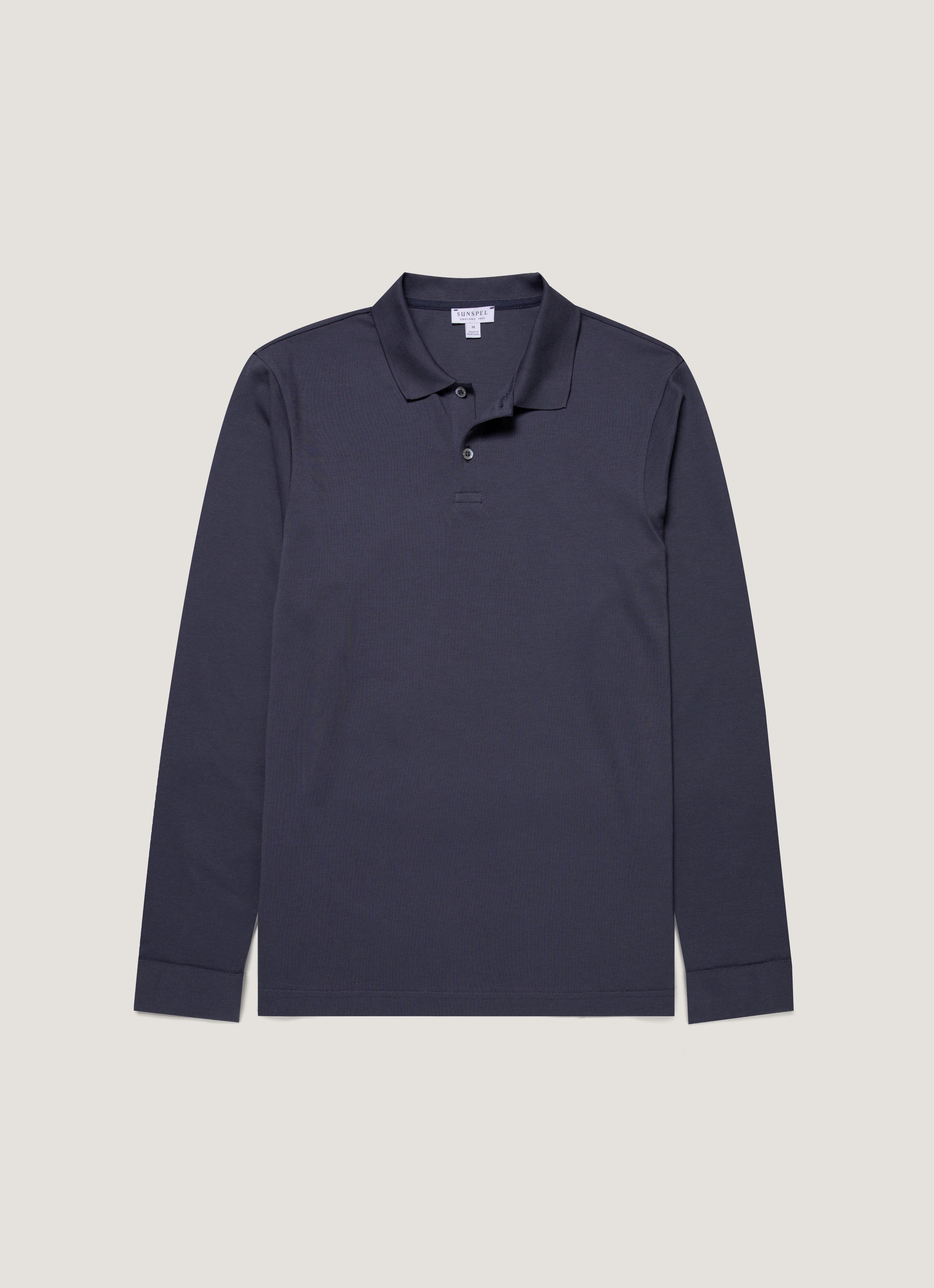 Men's Long Sleeve Piqu¨¦ Polo Shirt in Navy