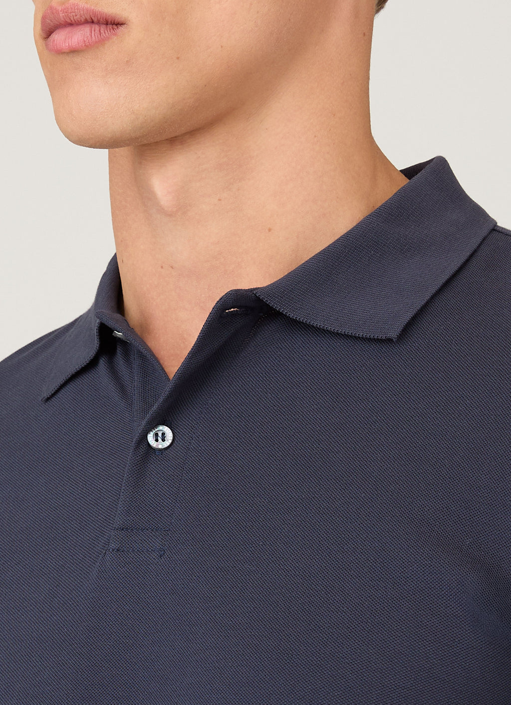 Men's Long Sleeve Piqu¨¦ Polo Shirt in Navy