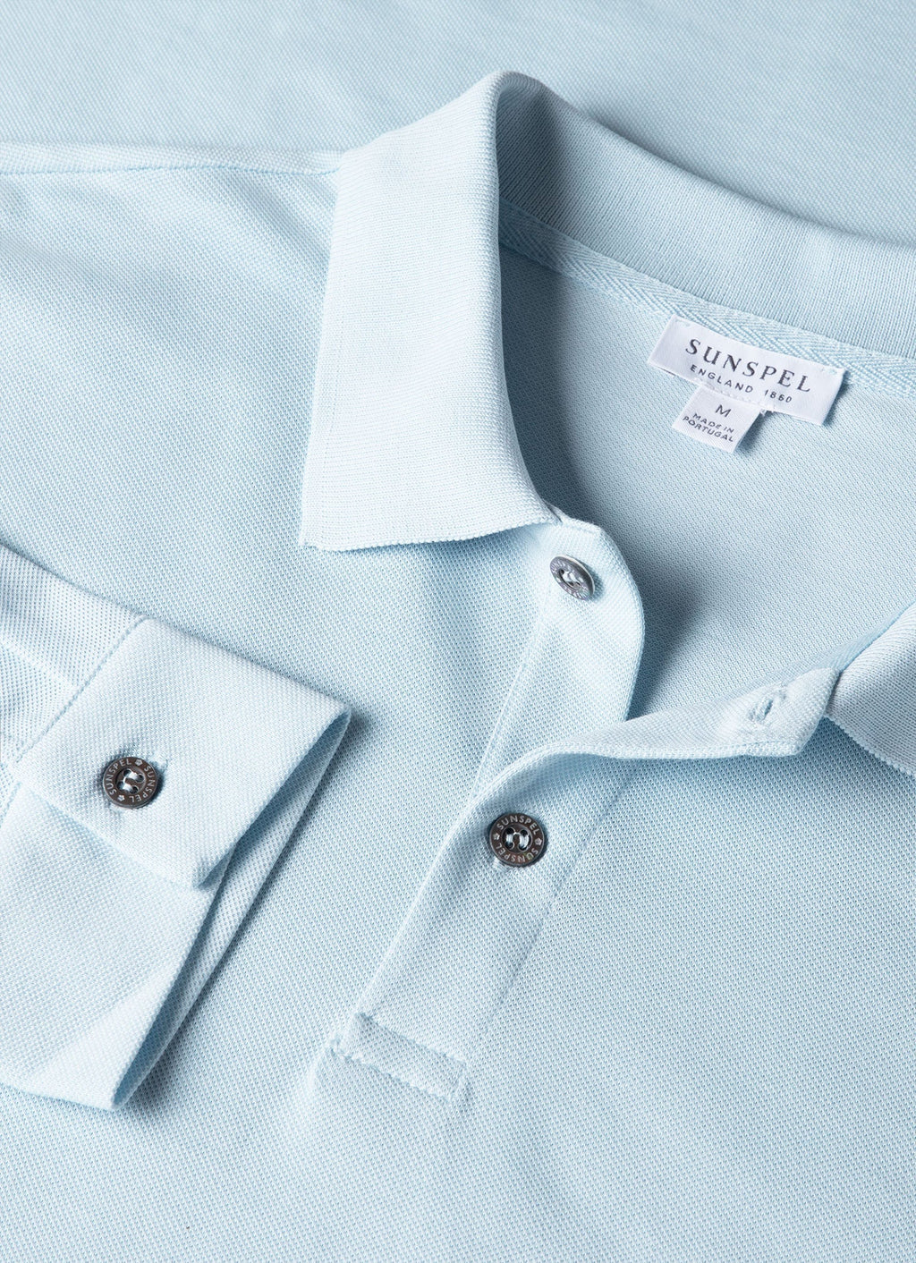 Men's Long Sleeve Piqu¨¦ Polo Shirt in Frost Blue