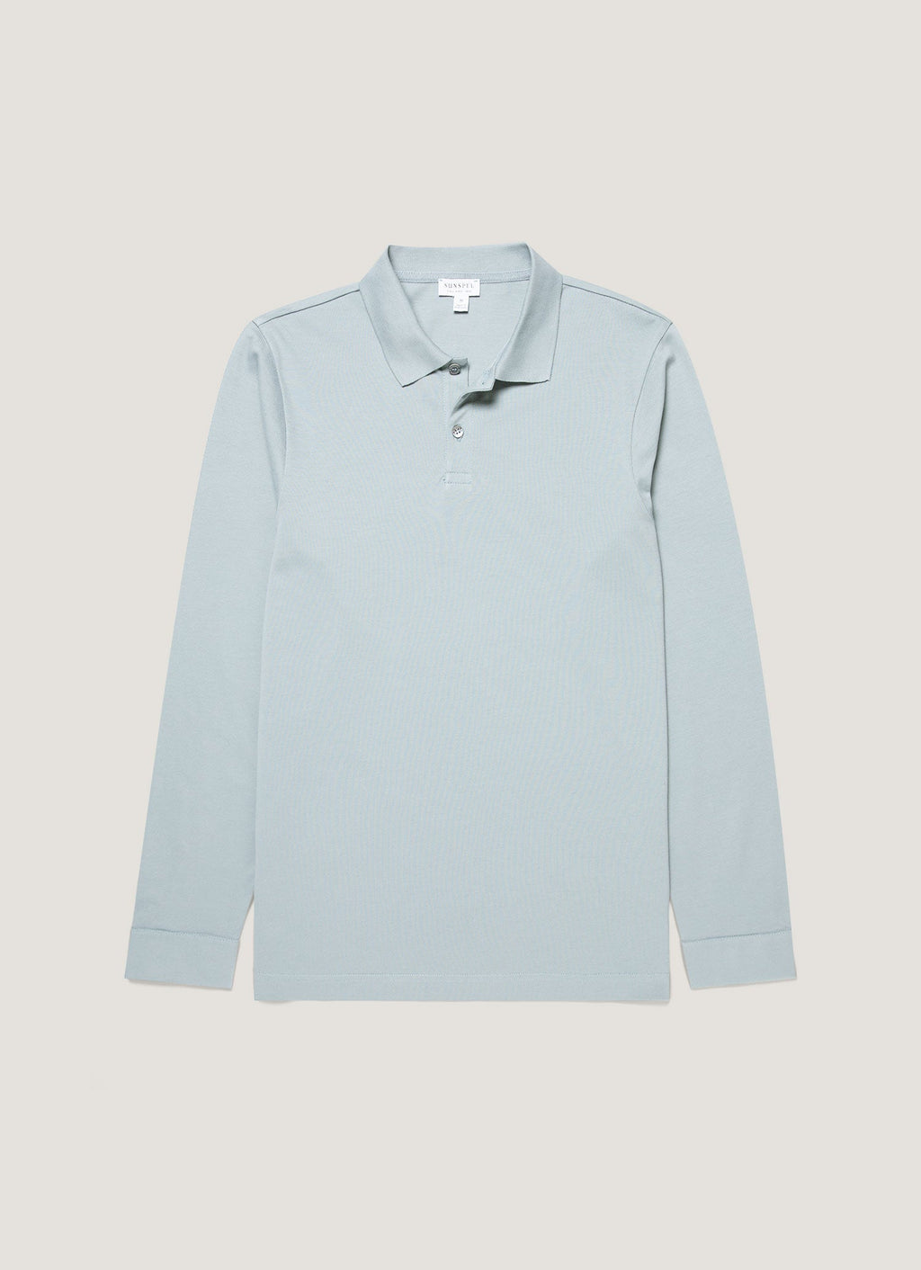 Men's Long Sleeve Piqu¨¦ Polo Shirt in Stone Blue