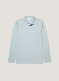 Men's Long Sleeve Piqu¨¦ Polo Shirt in Stone Blue