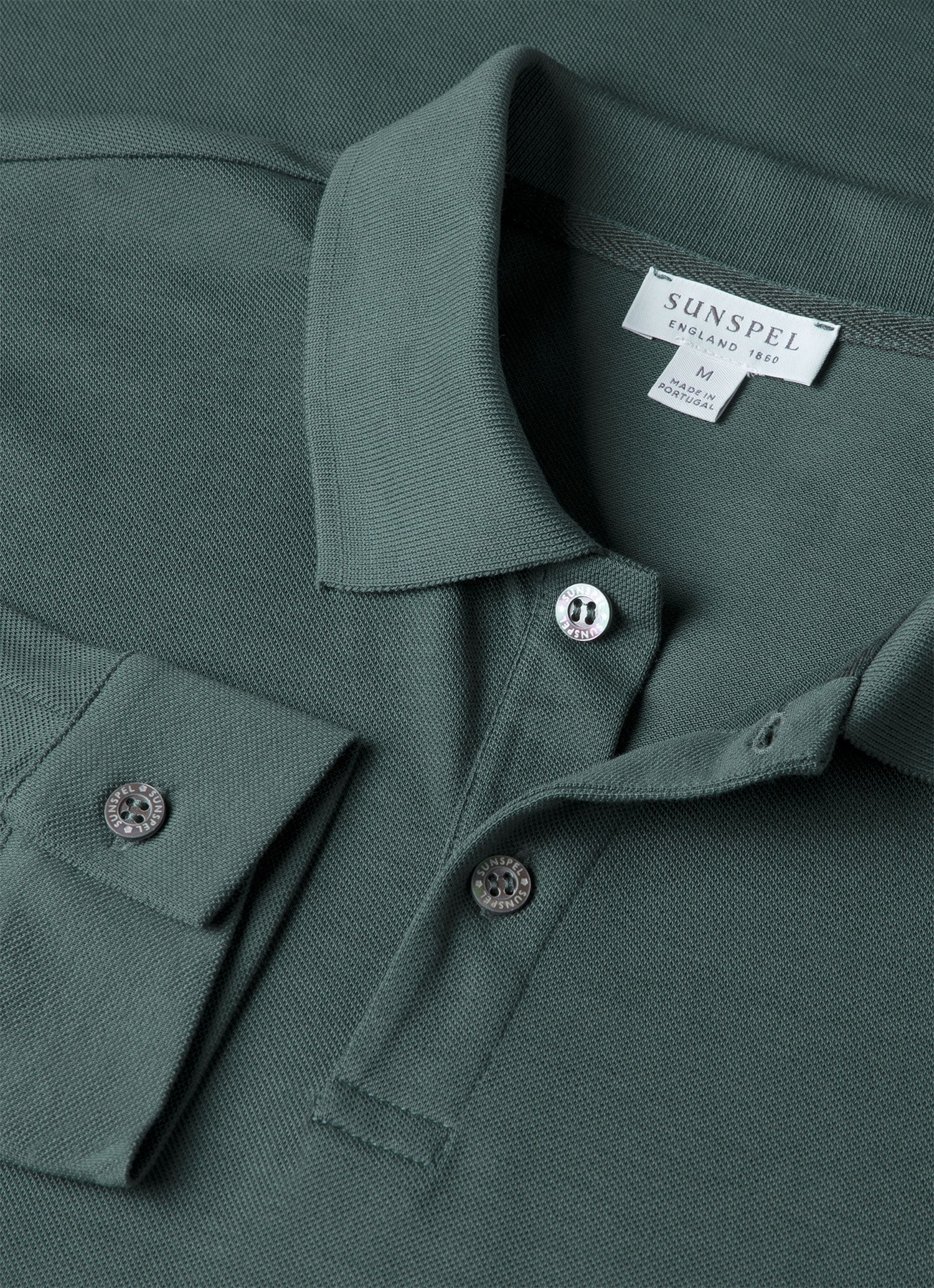 Men's Long Sleeve Piqu¨¦ Polo Shirt in Dark Petrol