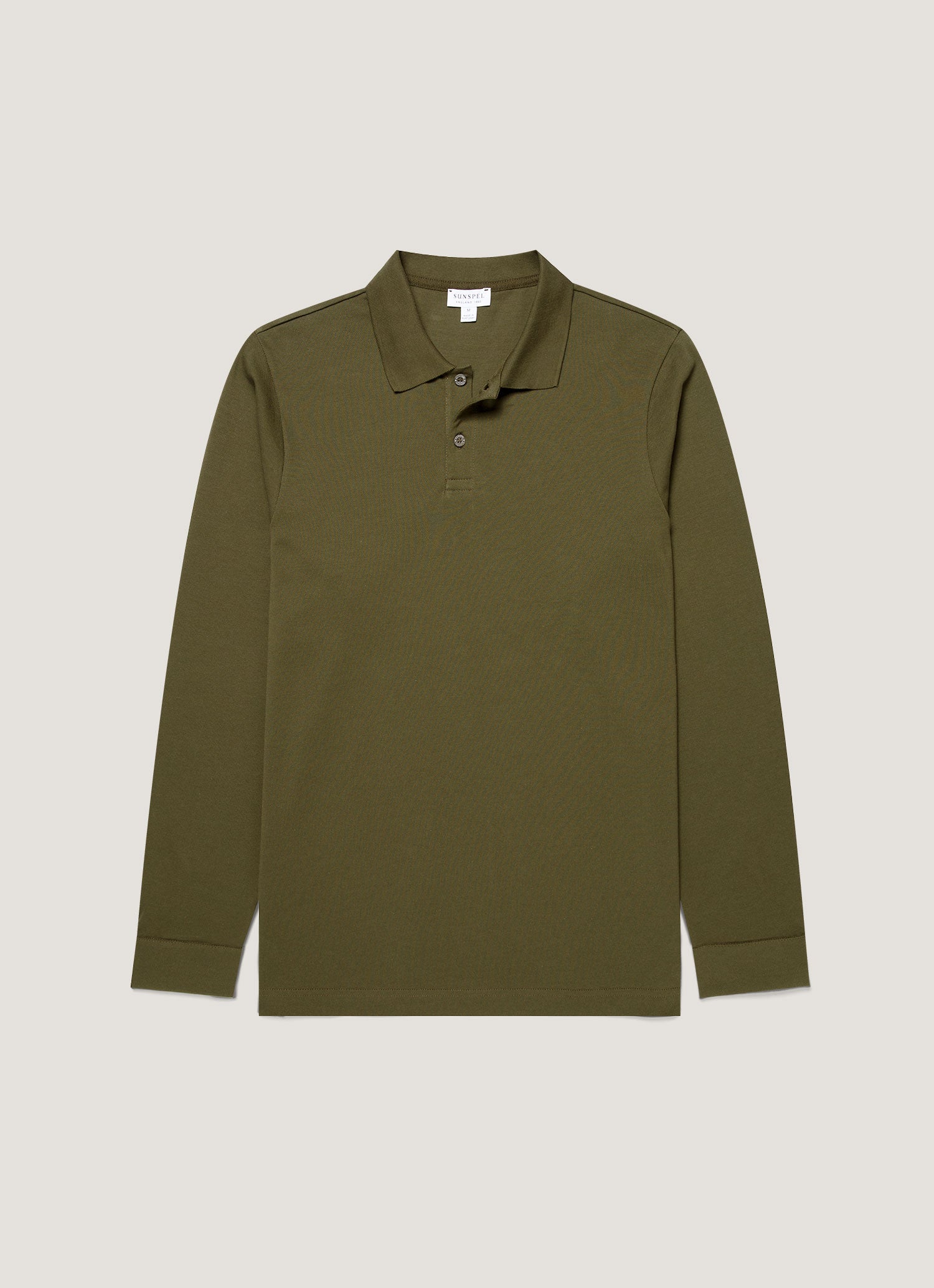 Men's Long Sleeve Piqu¨¦ Polo Shirt in Deep Olive