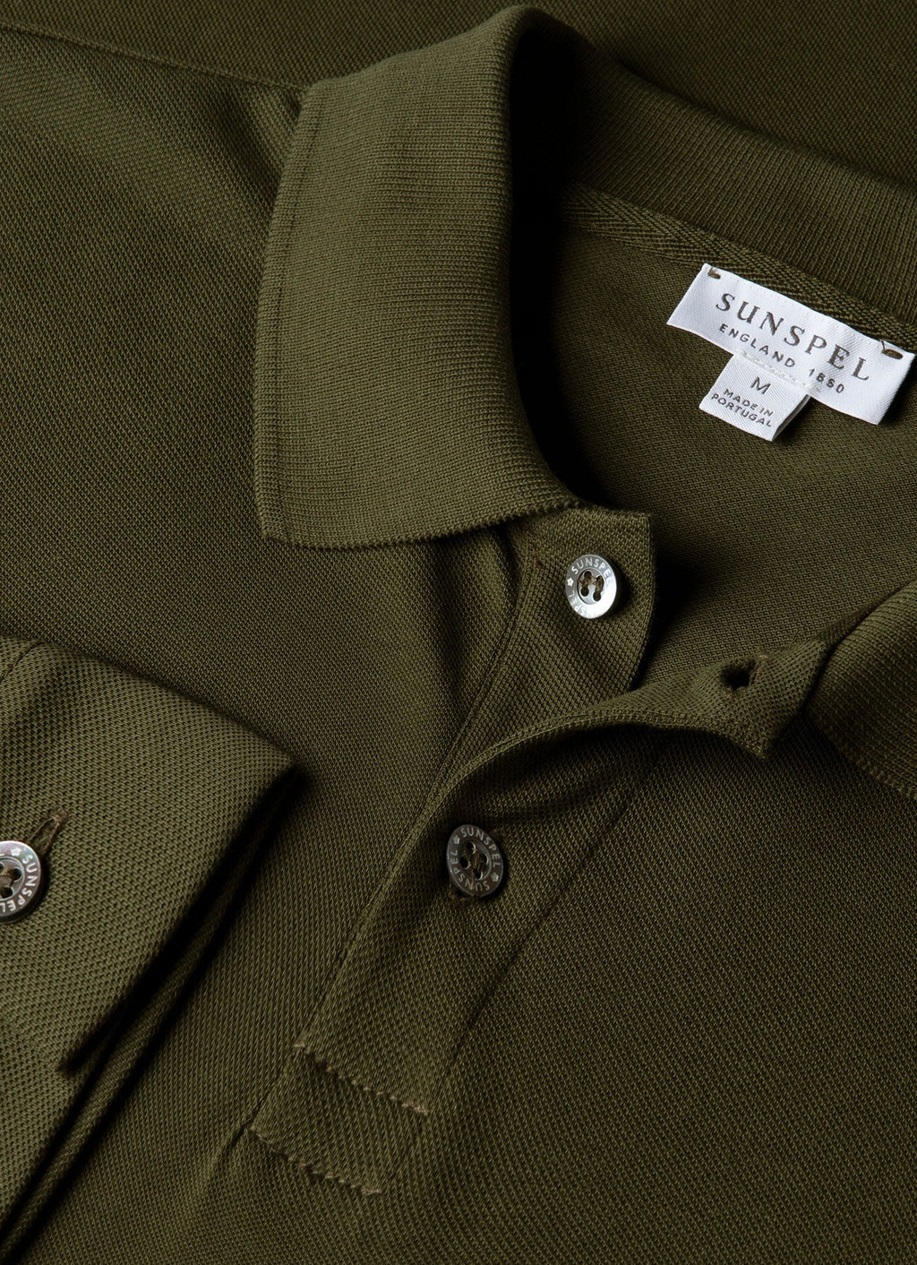 Men's Long Sleeve Piqu¨¦ Polo Shirt in Deep Olive
