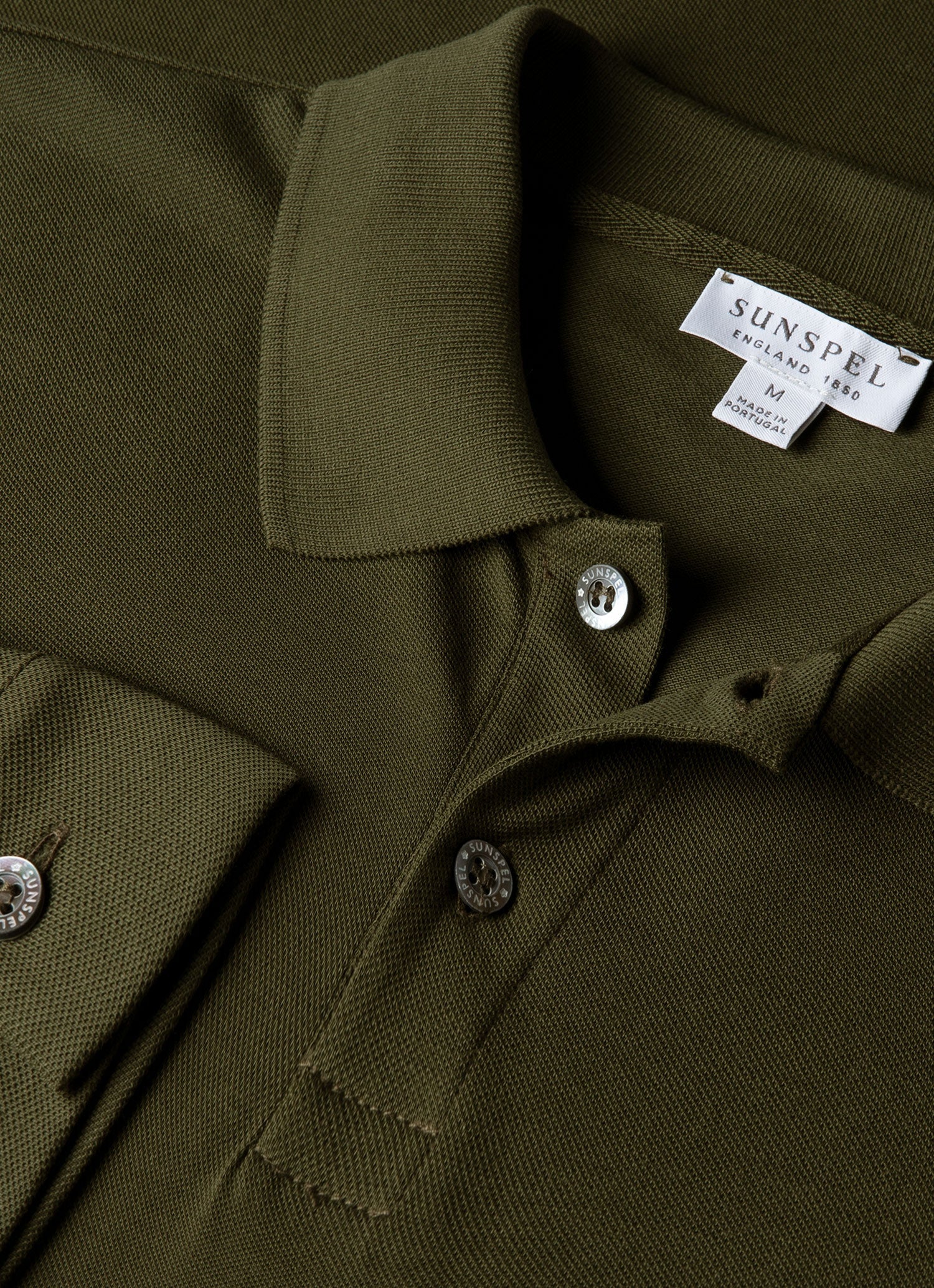 Men's Long Sleeve Piqu¨¦ Polo Shirt in Deep Olive