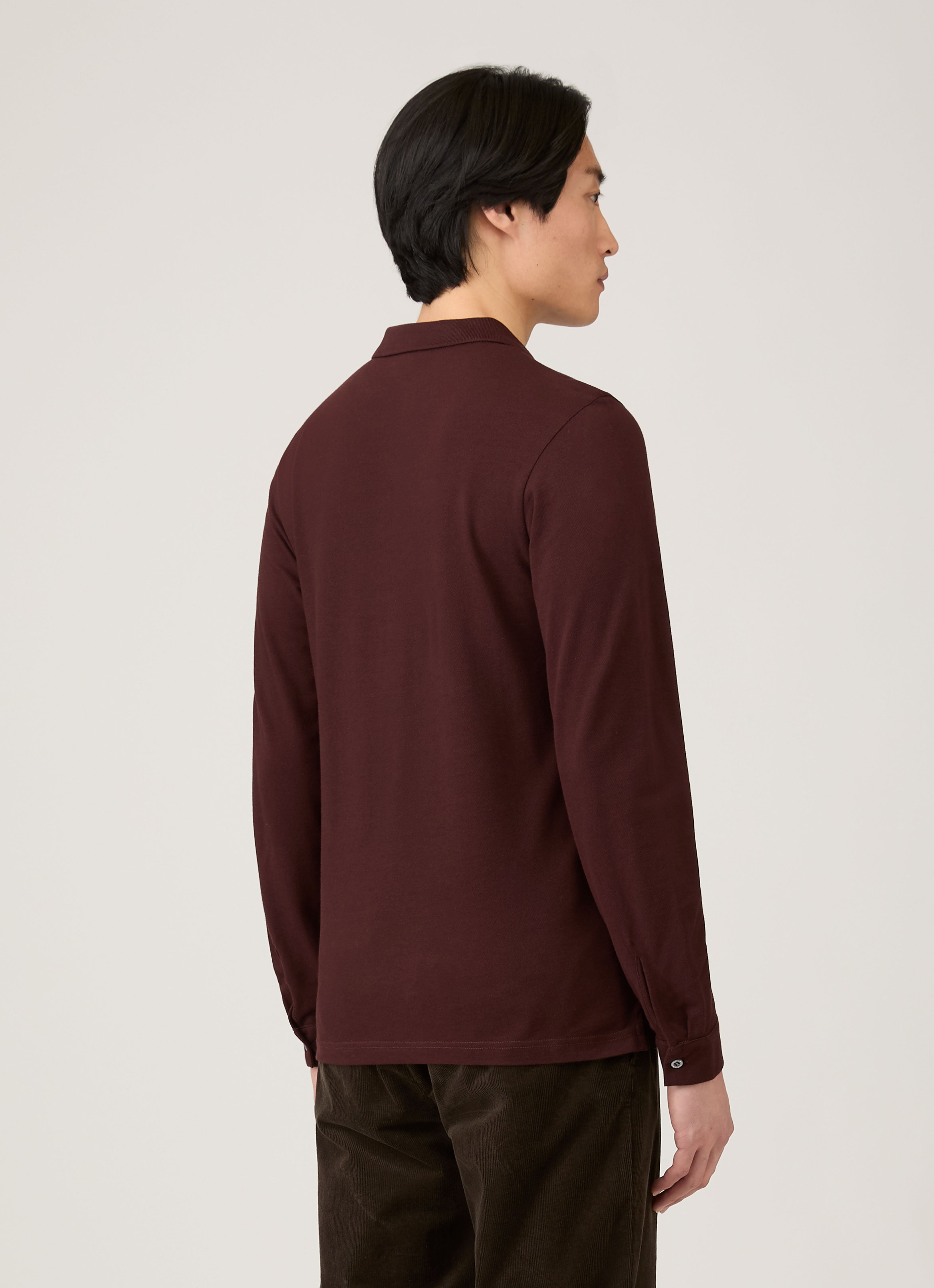 Men's Long Sleeve Piqu¨¦ Polo Shirt in Bakelite