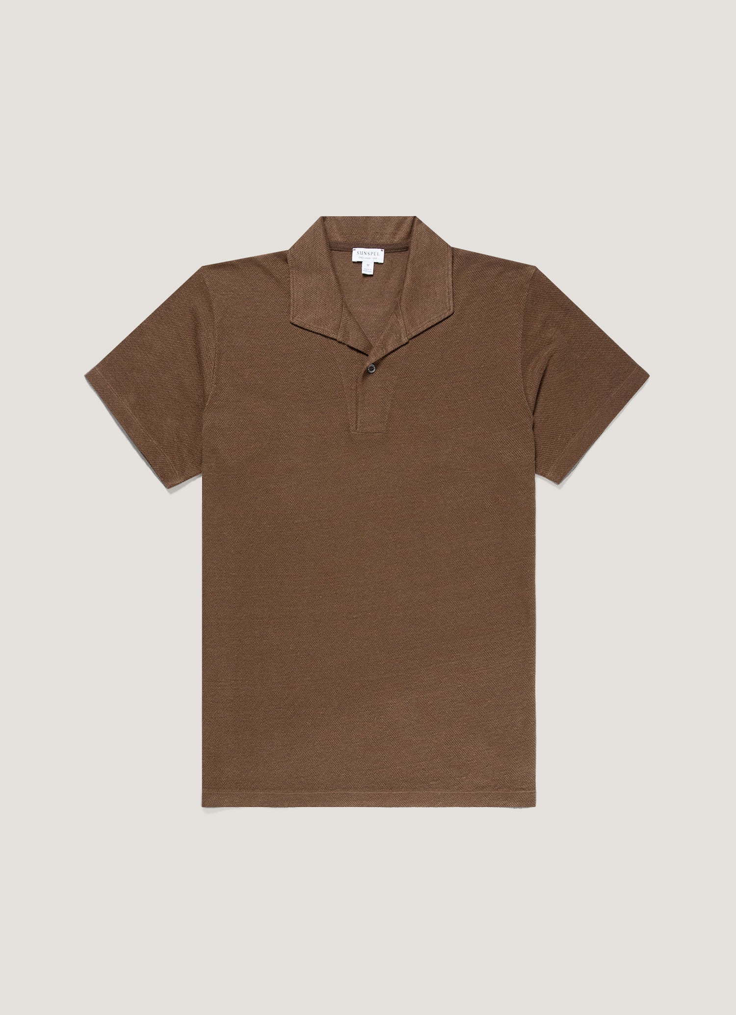 Men's Linen Piqu¨¦ Polo Shirt in Dark Walnut