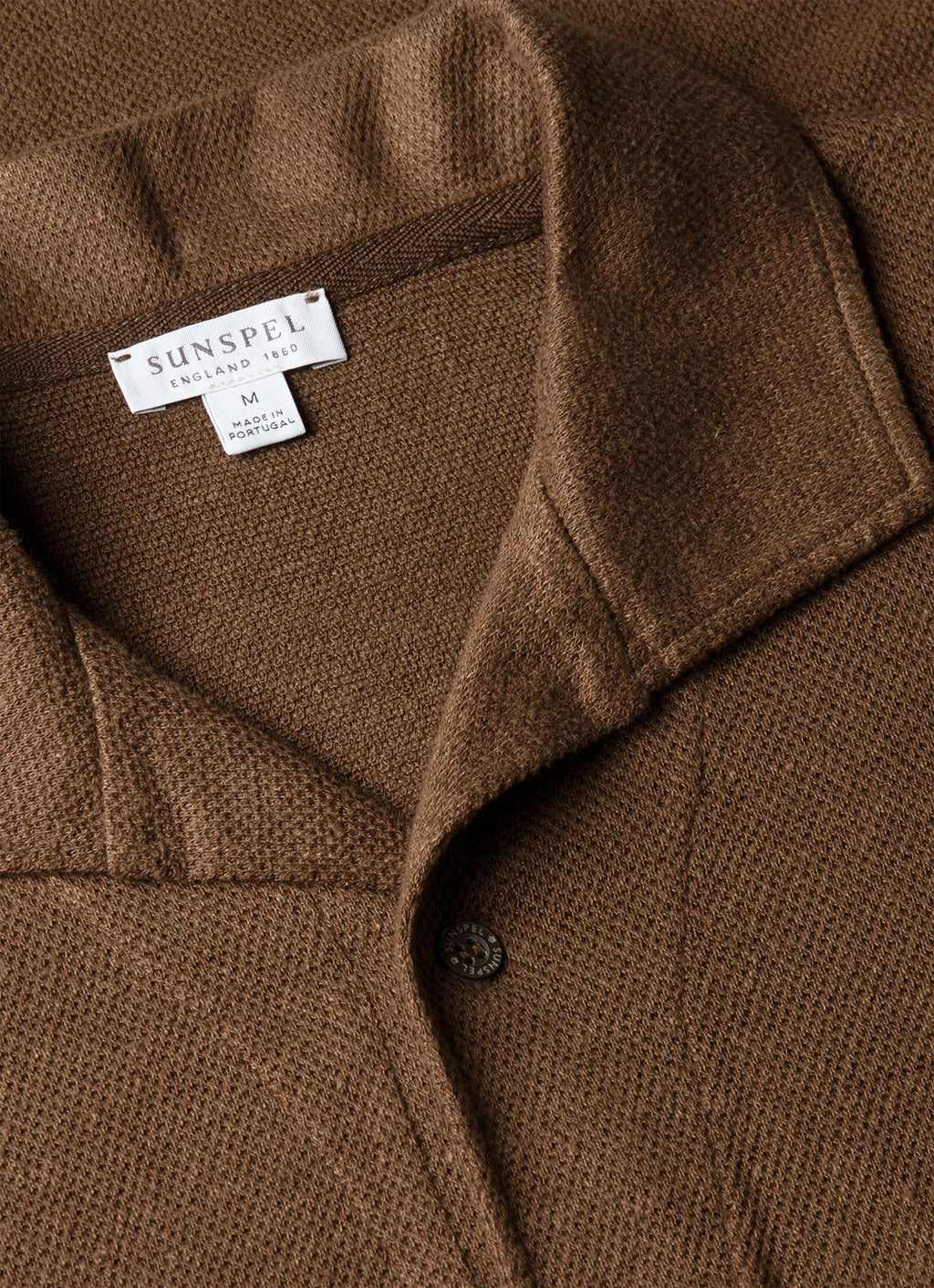 Men's Linen Piqu¨¦ Polo Shirt in Dark Walnut