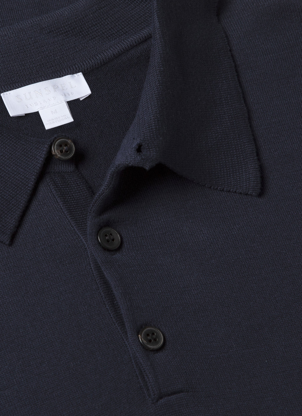 Men's Sea Island Cotton Knit Polo Shirt in Light Navy