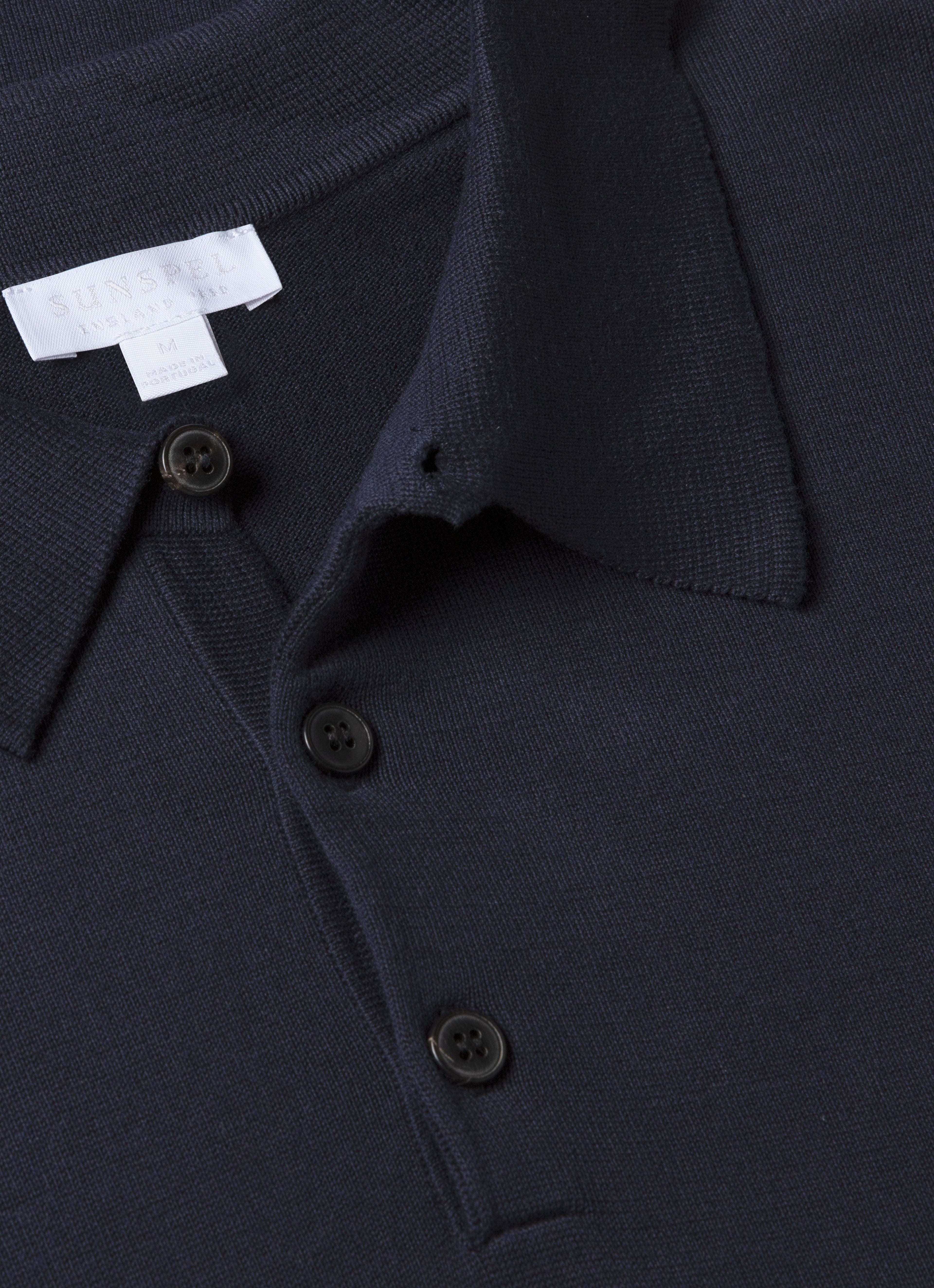 Men's Sea Island Cotton Knit Polo Shirt in Light Navy
