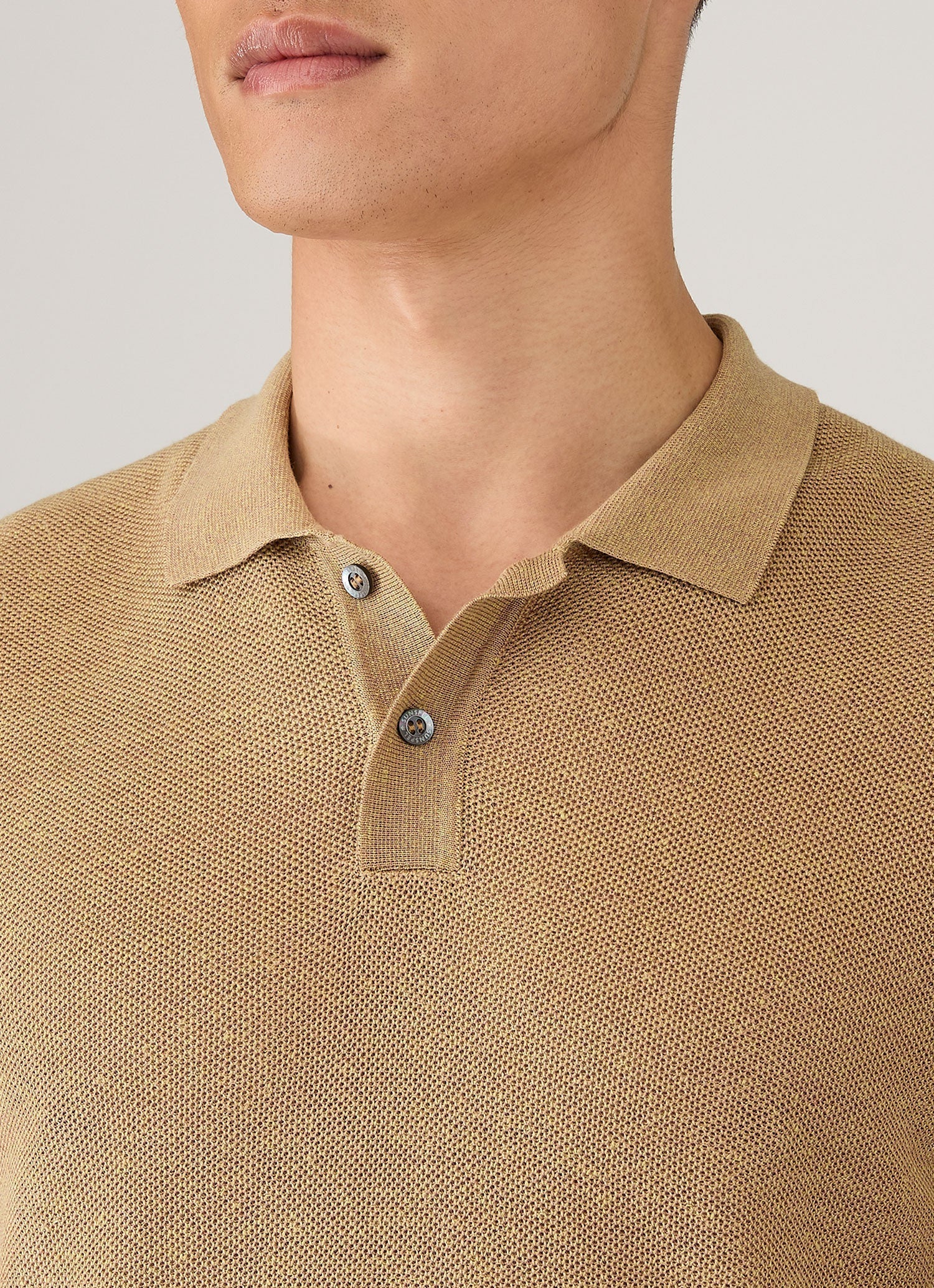 Men's Silk Linen Honeycomb Polo in Hazelwood