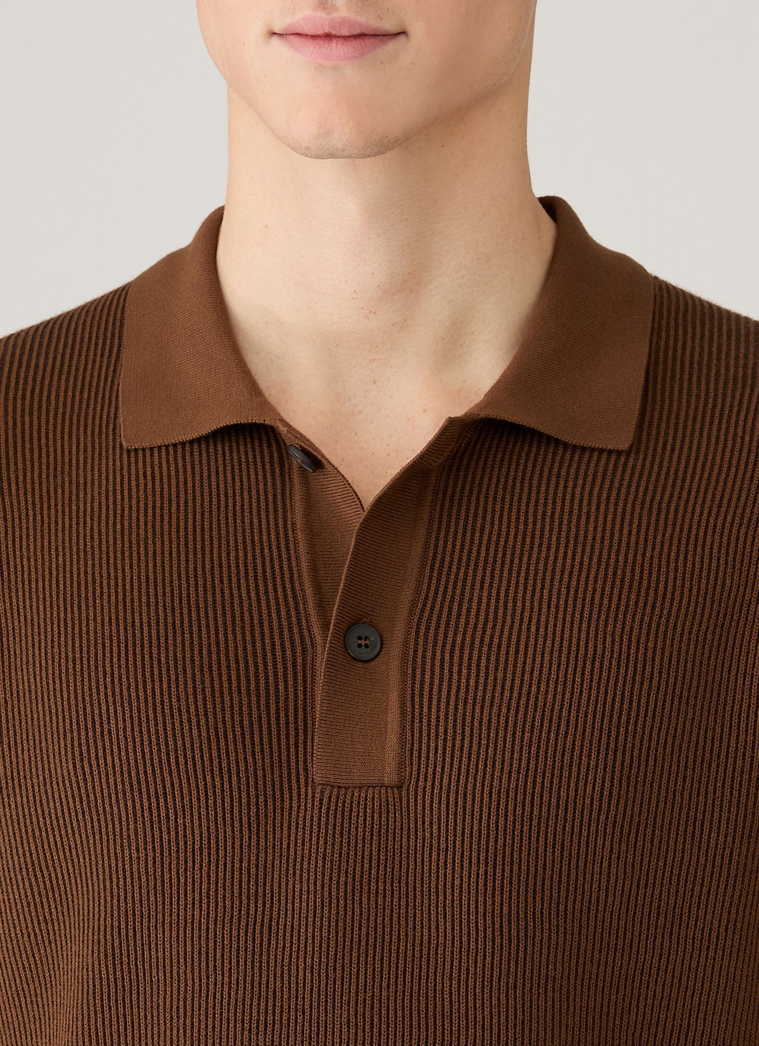 Men's Contrast Rib Polo Shirt in Bronze