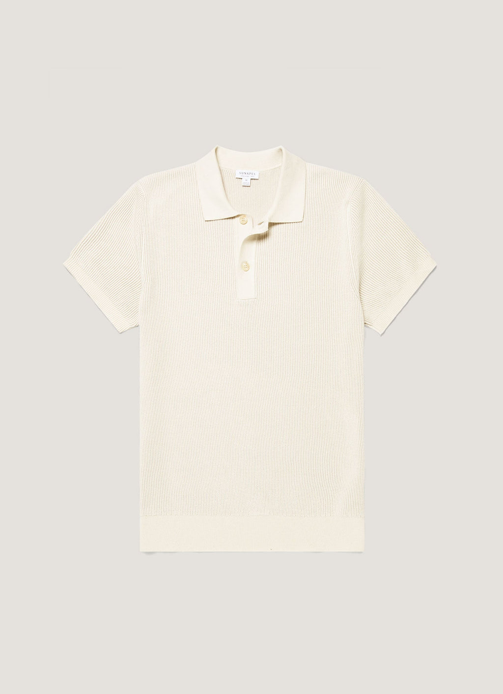 Men's Contrast Rib Polo Shirt in Ecru