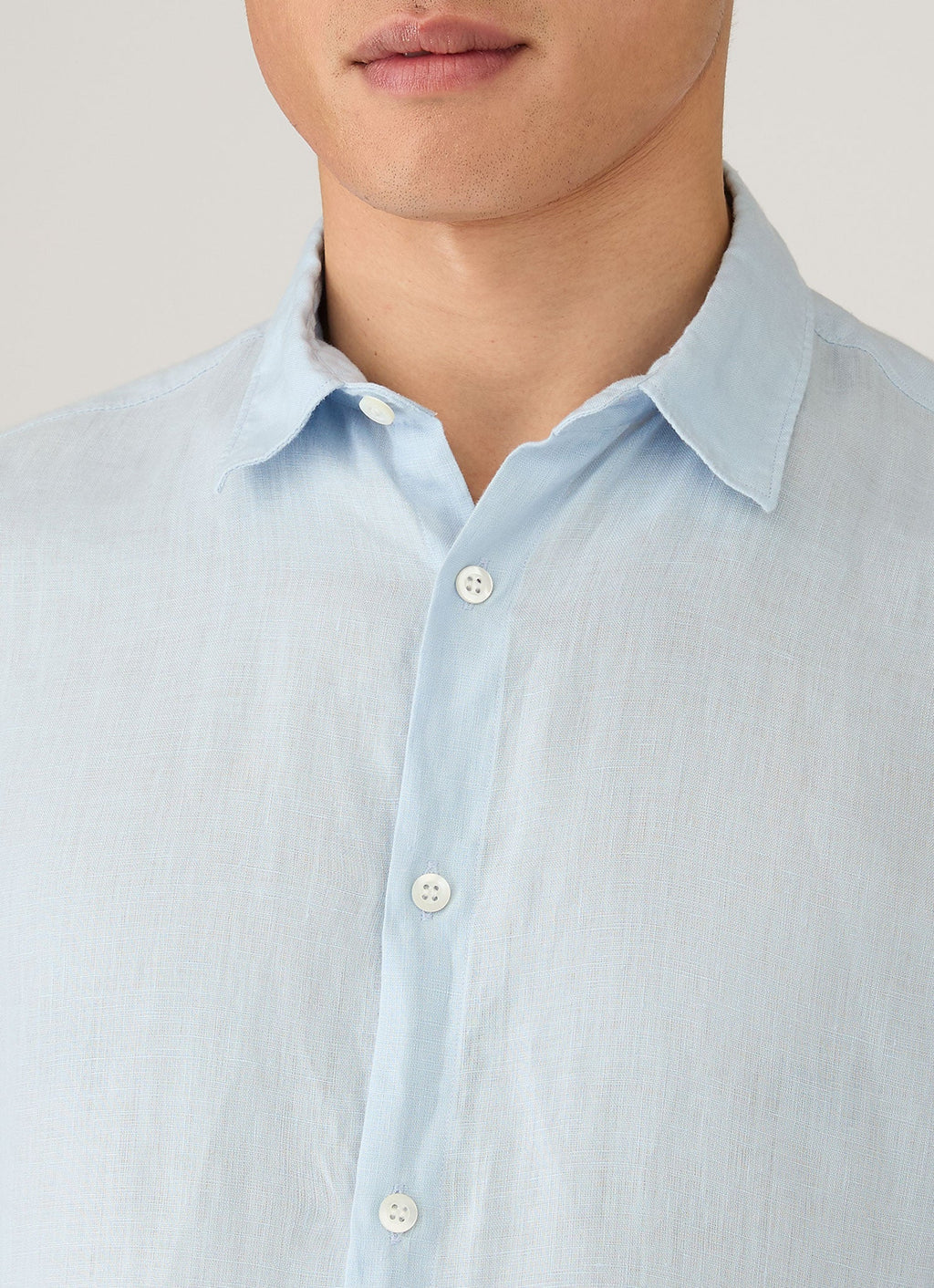 Men's Linen Shirt in Light Blue
