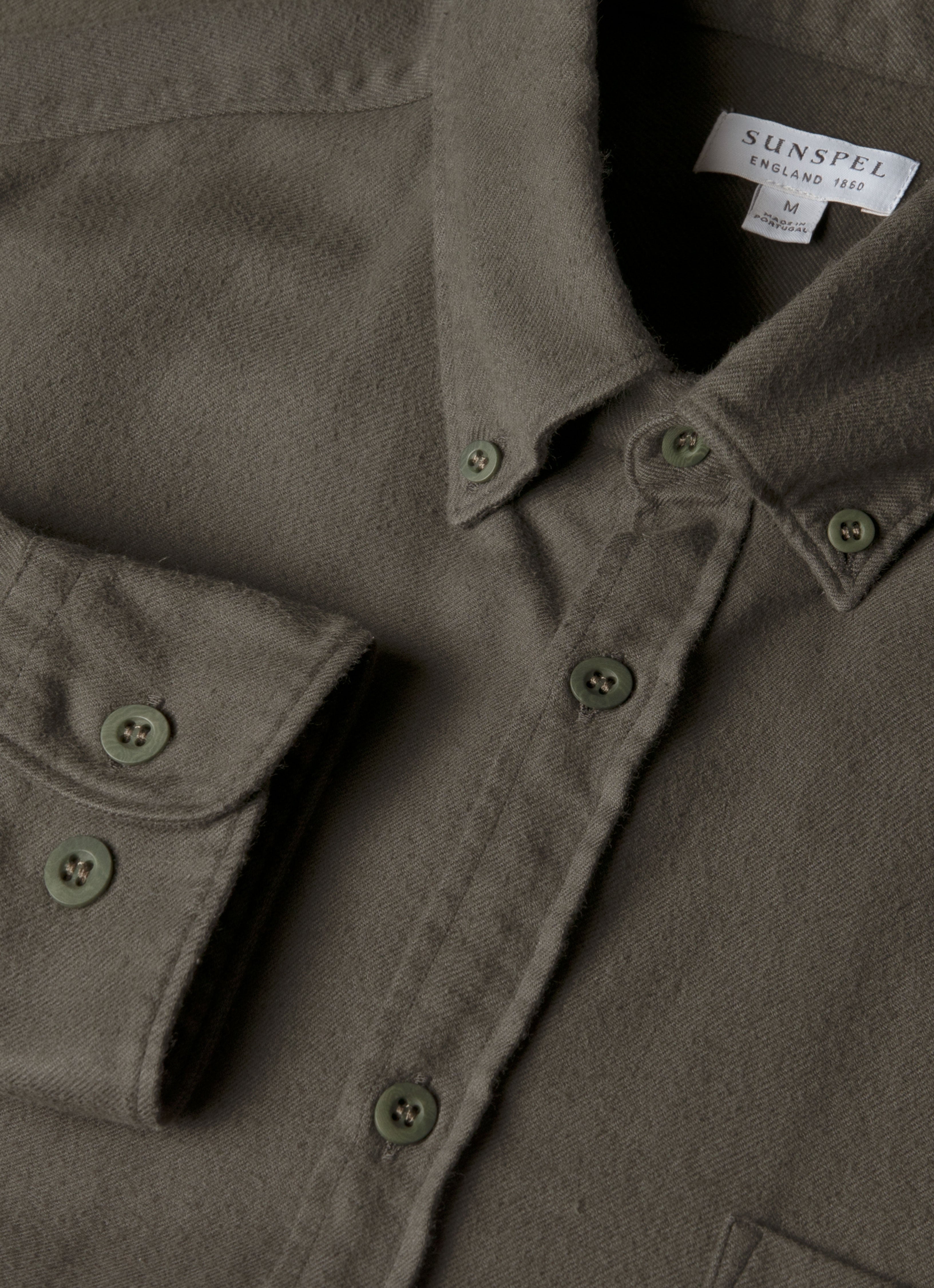 Men's Button Down Flannel Shirt in Dark Green
