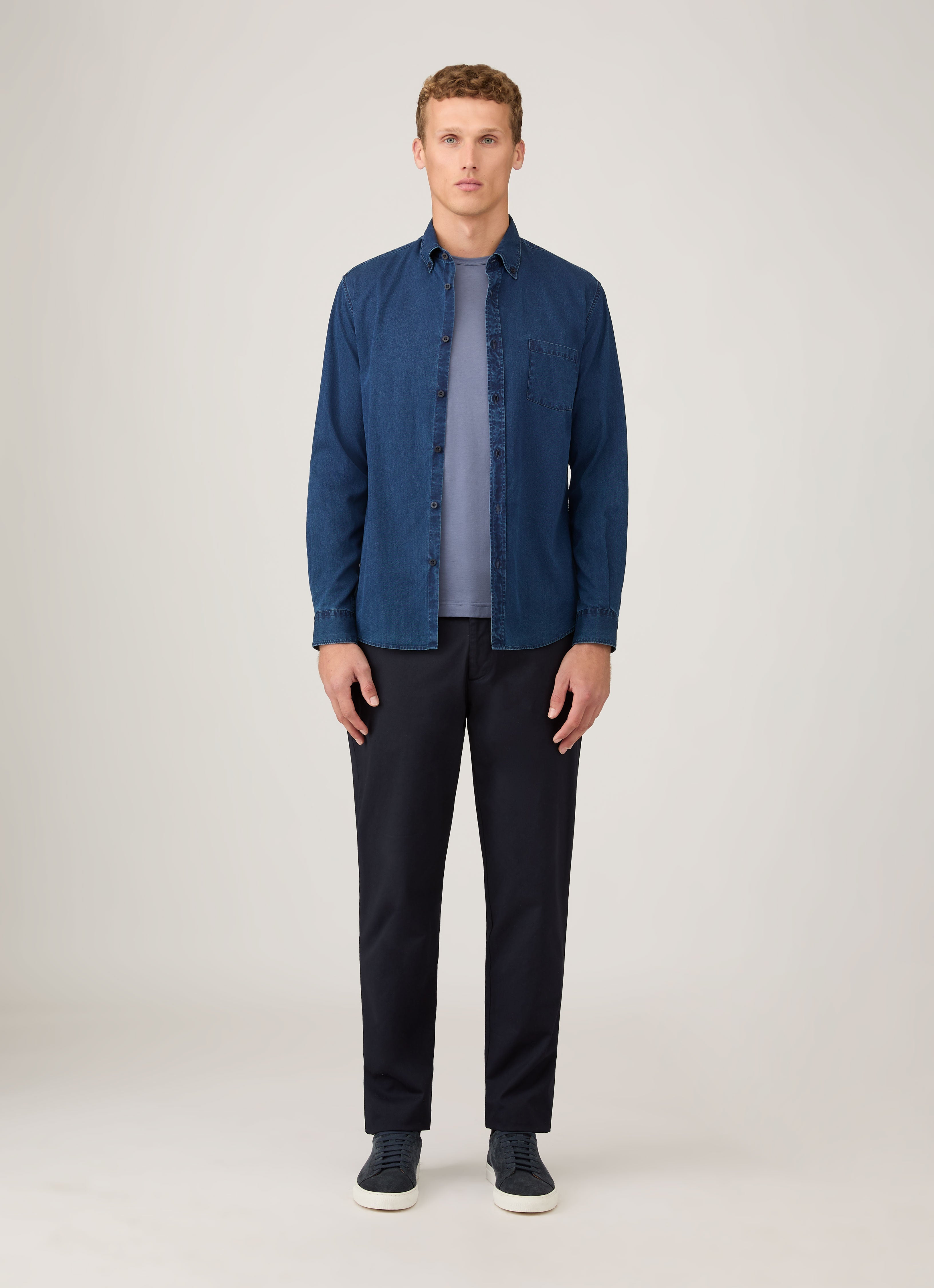 Men's Button Down Twill Shirt in Indigo
