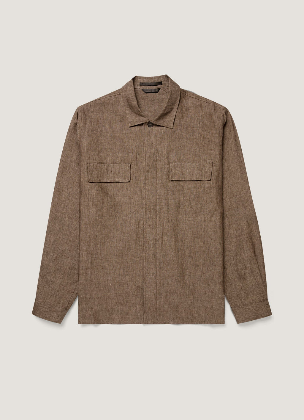 Men's Linen Overshirt in Dark Walnut