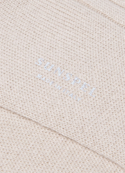 Men's Cashmere Ribbed Socks in Natural