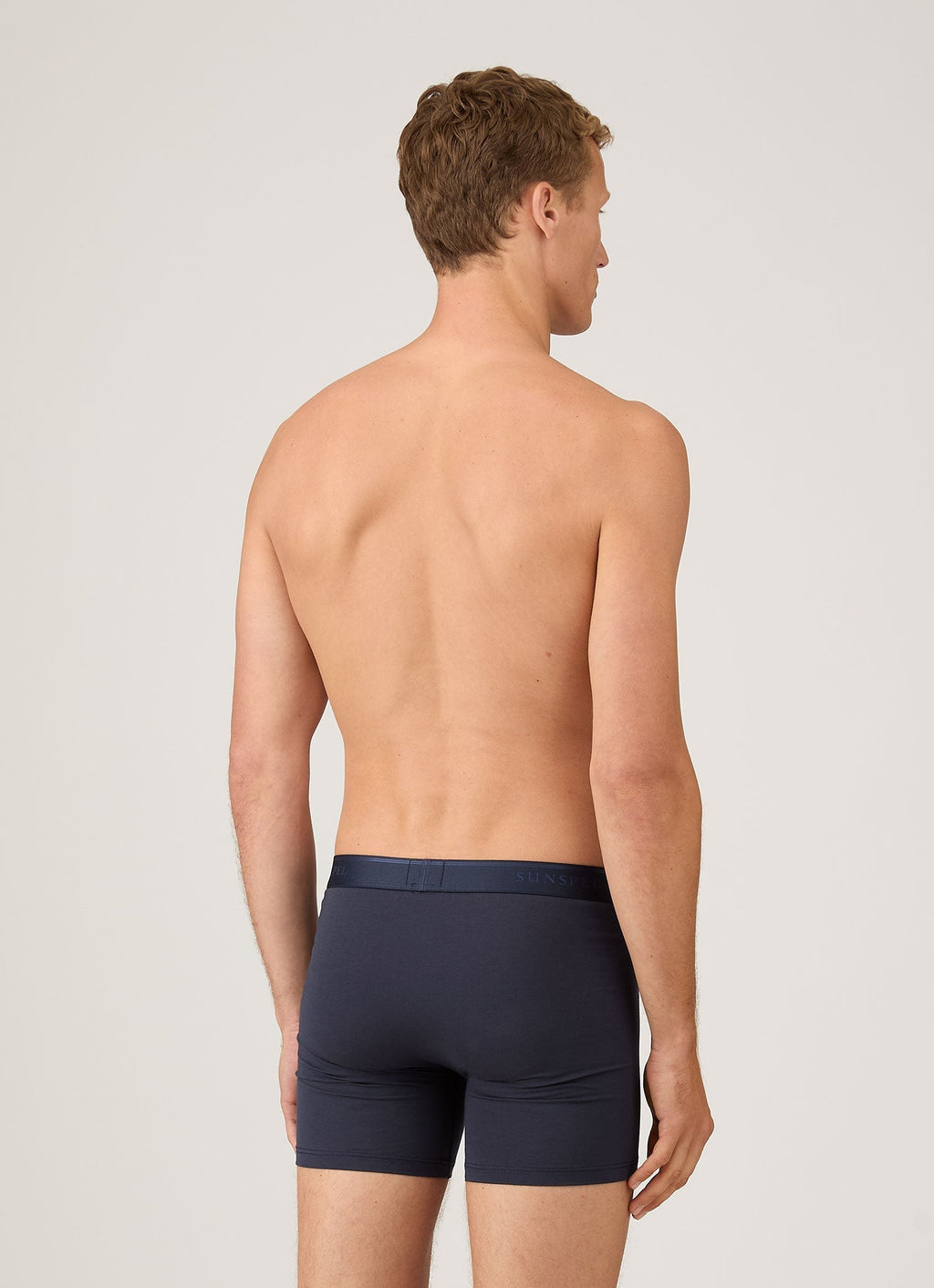 Men's Stretch Cotton Boxer Briefs in Navy