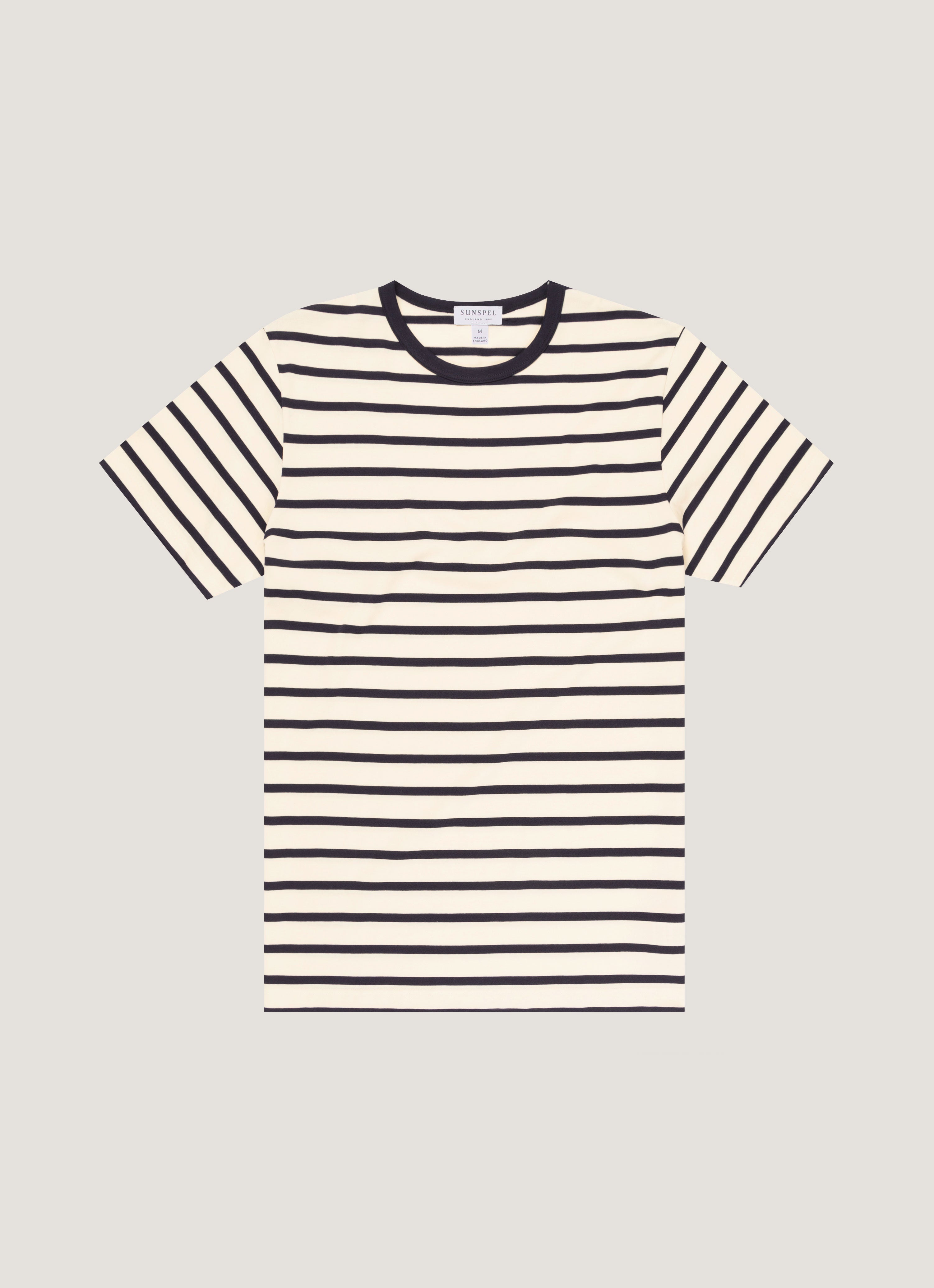 Men's Classic T-shirt in Ecru/Navy Breton Stripe