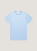 Men's Classic T-shirt in White/Azure Blue English Stripe