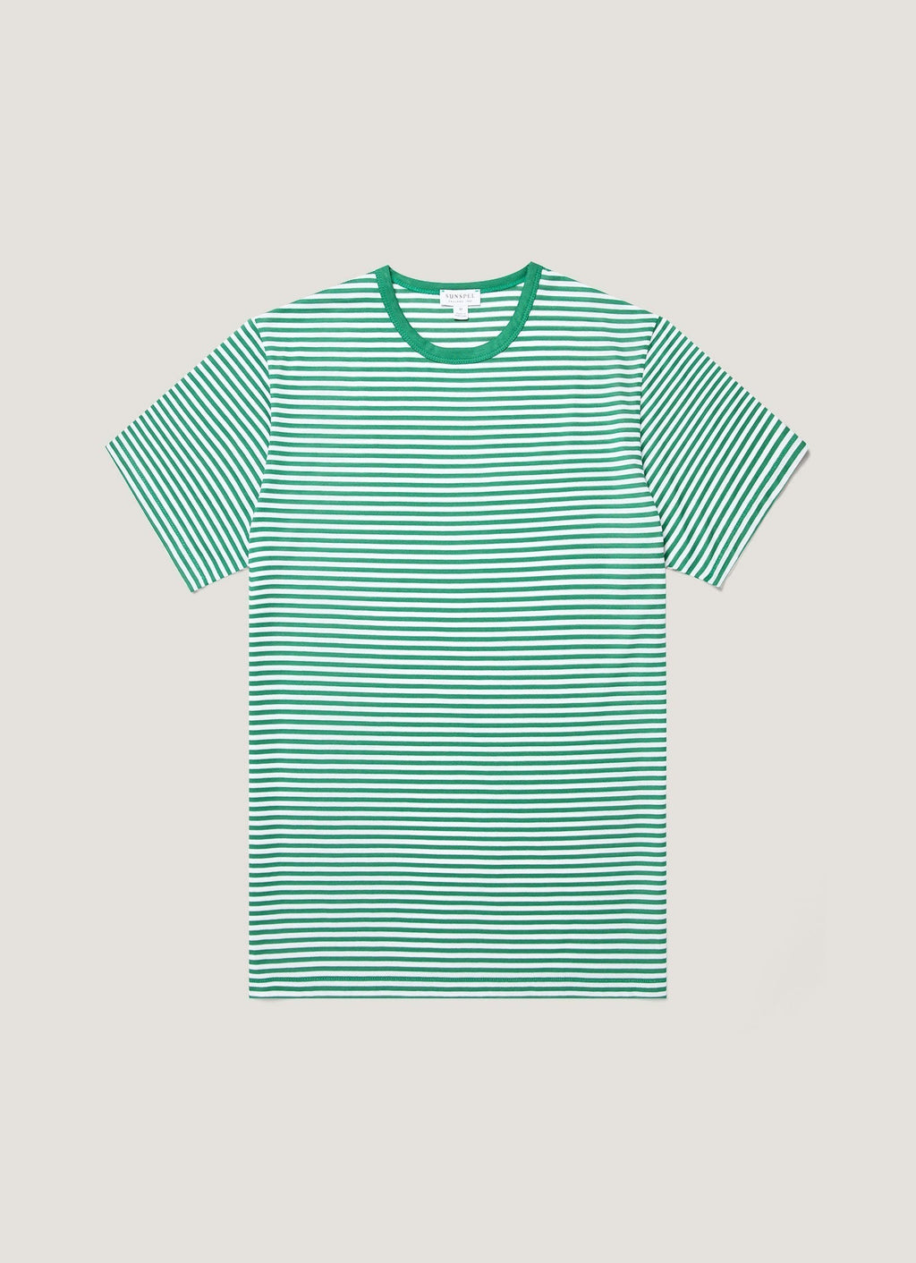 Men's Classic T-shirt in White/Bright Green English Stripe