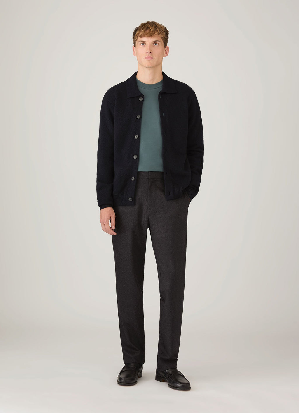 Men's Long Sleeve Heavyweight T-shirt in Dark Petrol