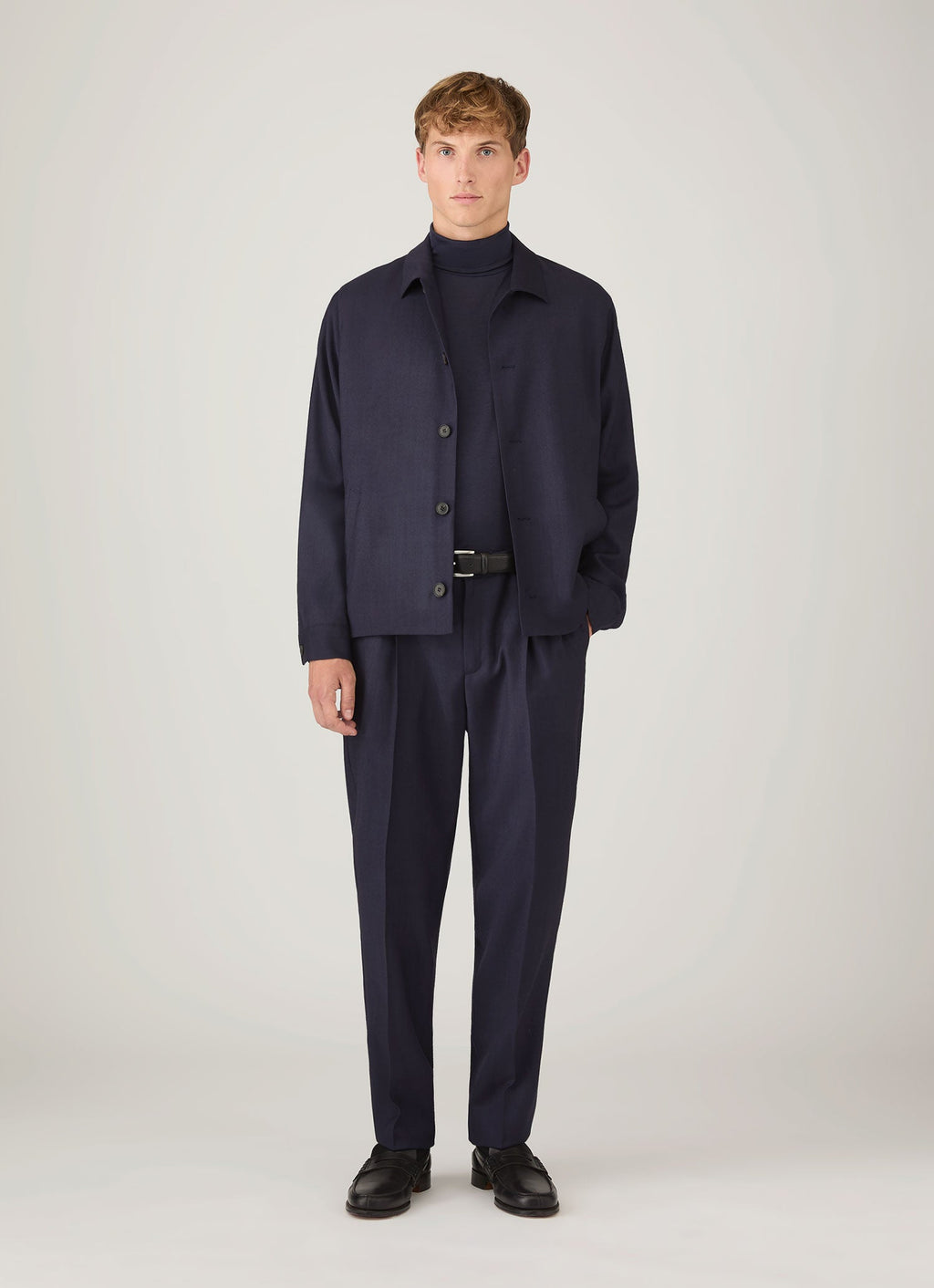Men's Ultra-Fine Merino Roll Neck in Navy