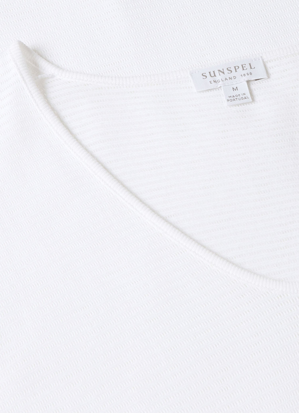 Men's Cellular Cotton V-neck Underwear T-shirt in White