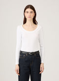 Women's Ribbed Scoop Neck T-shirt in White